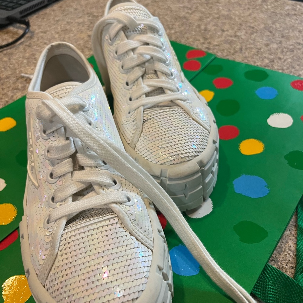 White Breathable Athletic Sneakers Prada Milano like new only worn twice.